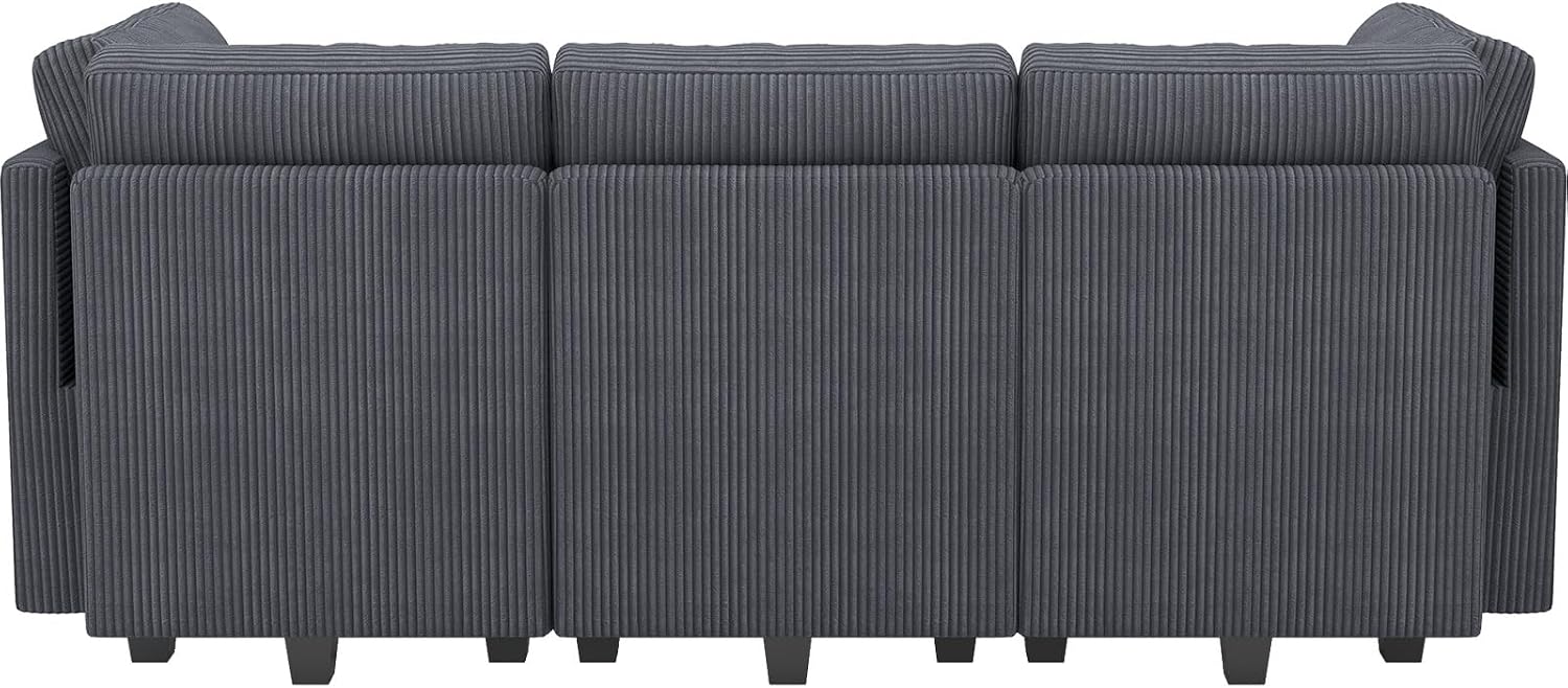 Belffin Modular Sectional Sleeper Sofa with Storage Seat 6 Seat Sectional Sleeper Sofa Bed Corduroy Sectional Couch with Reversible Chaise Dark Grey Modular Couch for Living Room