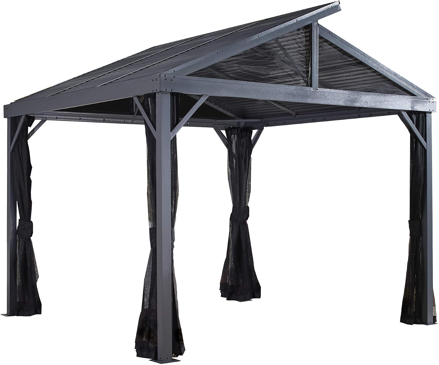 Sojag 10' x 10' Sanibel II Hardtop Gazebo Outdoor Weather-Resistant Aluminum Frame Sun Shelter with Mosquito Netting
