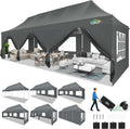 COBIZI Canopy Tent 10x30 Pop Up Canopy with 8 Removable Sidewalls Party Tents for Parties Wedding Patio Commercial Waterproof and UV50+ Ez Outdoor Instant Gazebo with Roller Bag & 4 Sandbags（Grey）