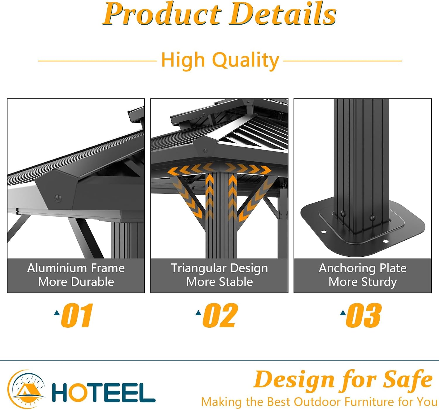 HOTEEL 10x12 Hardtop Gazebo Heavy Duty Gazebo with Galvanized Steel Double Roof, Hot Tub Gazebo with Flame-Retardant Curtain & Netting, Aluminum Frame Outdoor Canopy for Patio and Party (Upgraded 3.0)