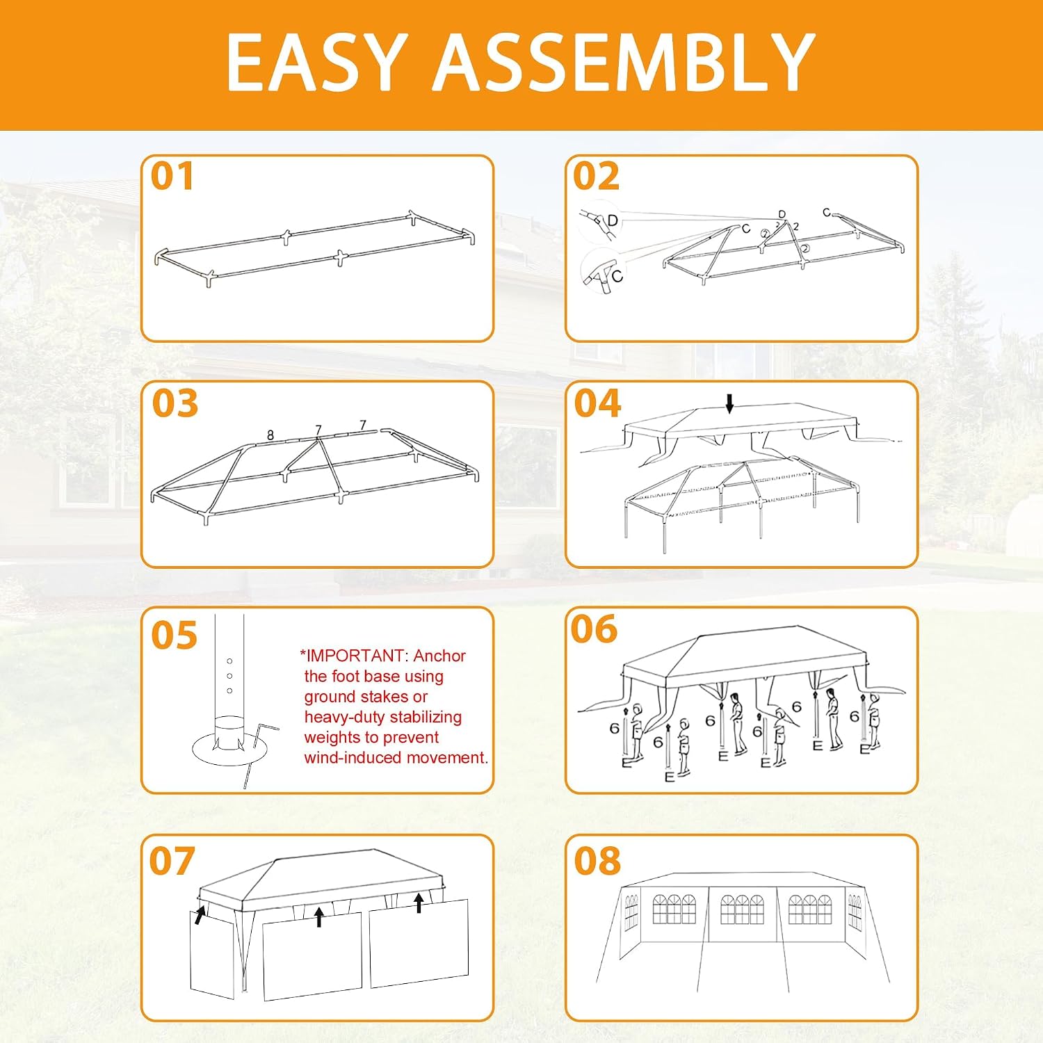 10x30 Party Tent Heavy Duty Outdoor Canopy Tents for Parties with 5 Removable Sidewalls Outside Large Gazebo Shelter Carpas para Fiestas for Backyard Patio Events Wedding BBQ, White