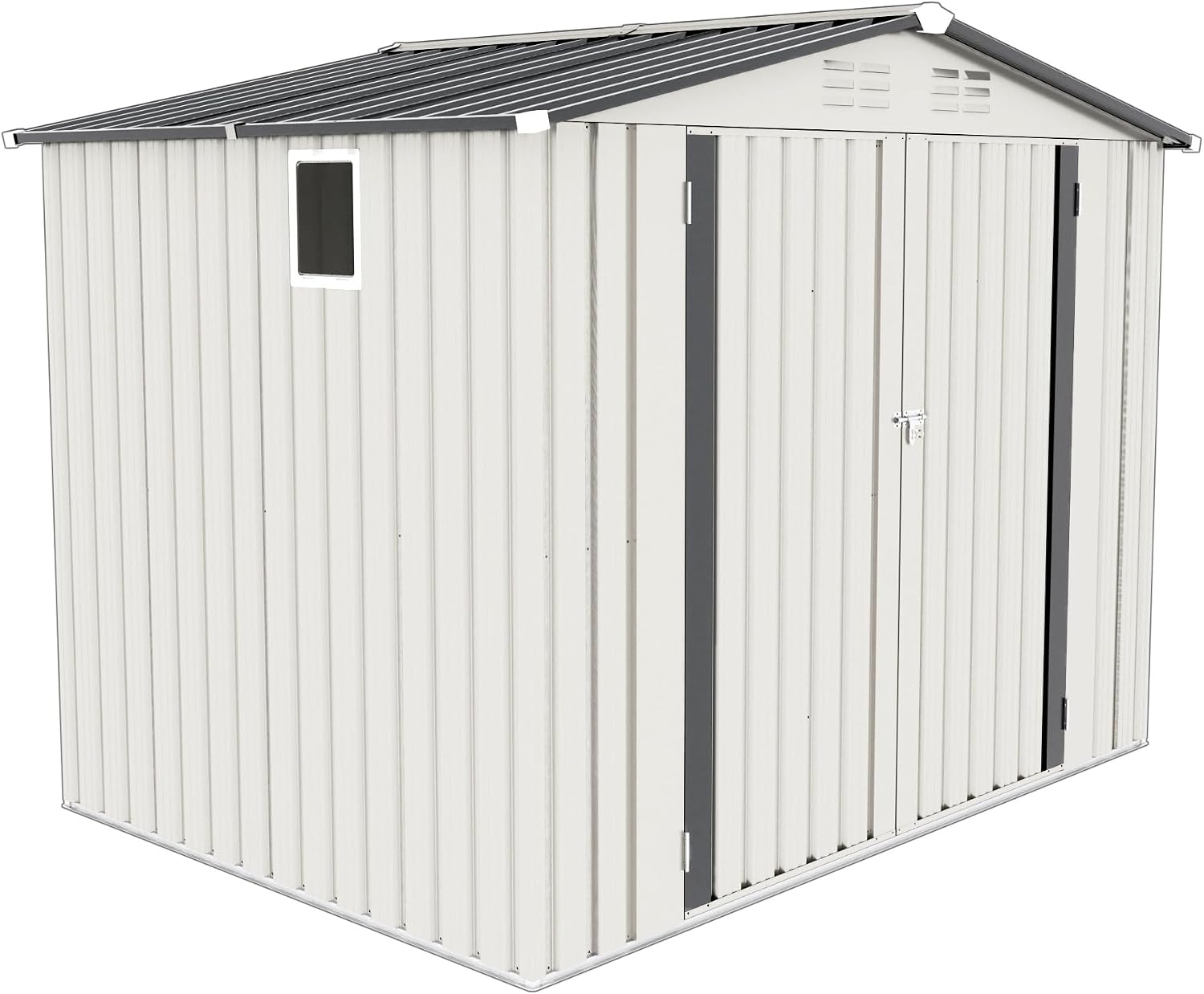KEIKI 8x6 FT Outdoor Metal Storage Shed with Window and Lockable Door,Peaked Roof for Patio Backyard Garden