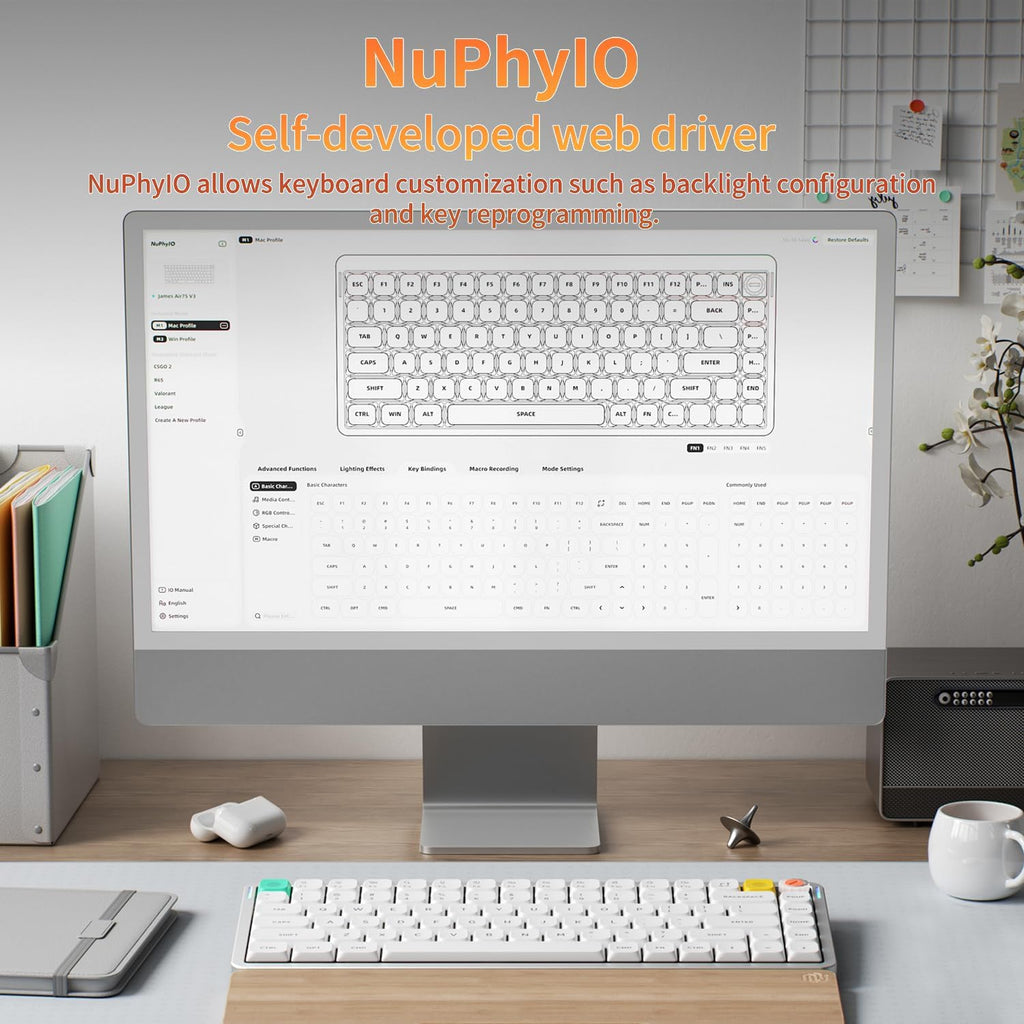 nuphy Air75 V3 Hot Swappable Wireless Mechanical Keyboard, 84 Keys 75% Custom Low Profile Keyboard with Knob, RGB Backlit, Gasket Mounted, Support Bluetooth/2.4GHz/USB-C,Black-Red Nano