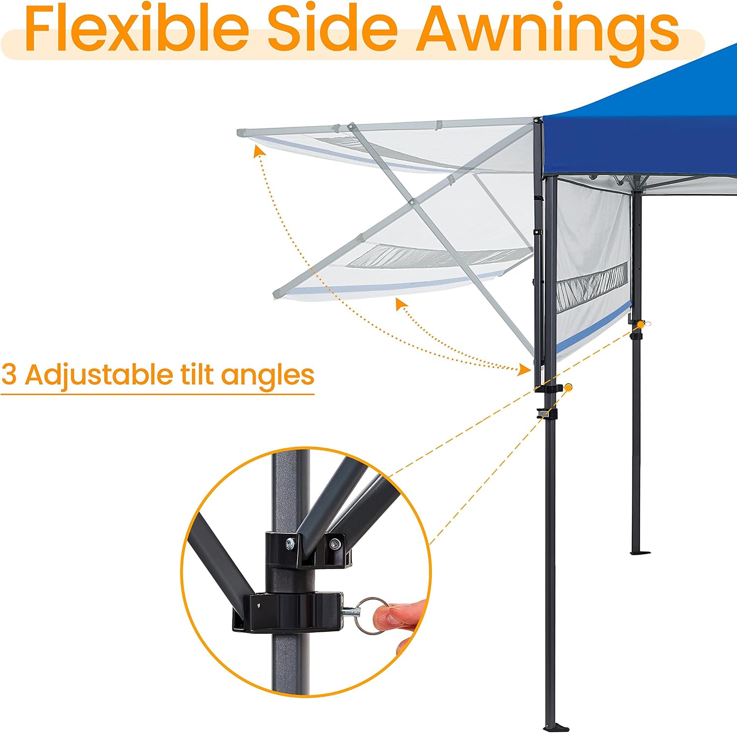 Yaheetech 10x17ft Pop Up Canopy with Awnings, Outdoor Canopy Tent, Heavy Duty Instant Beach Sun Shelter with Adjustable Dual Half Awnings & Wheeled Carry Bag, 4 Sandbags, One-Handed Set-up, Blue