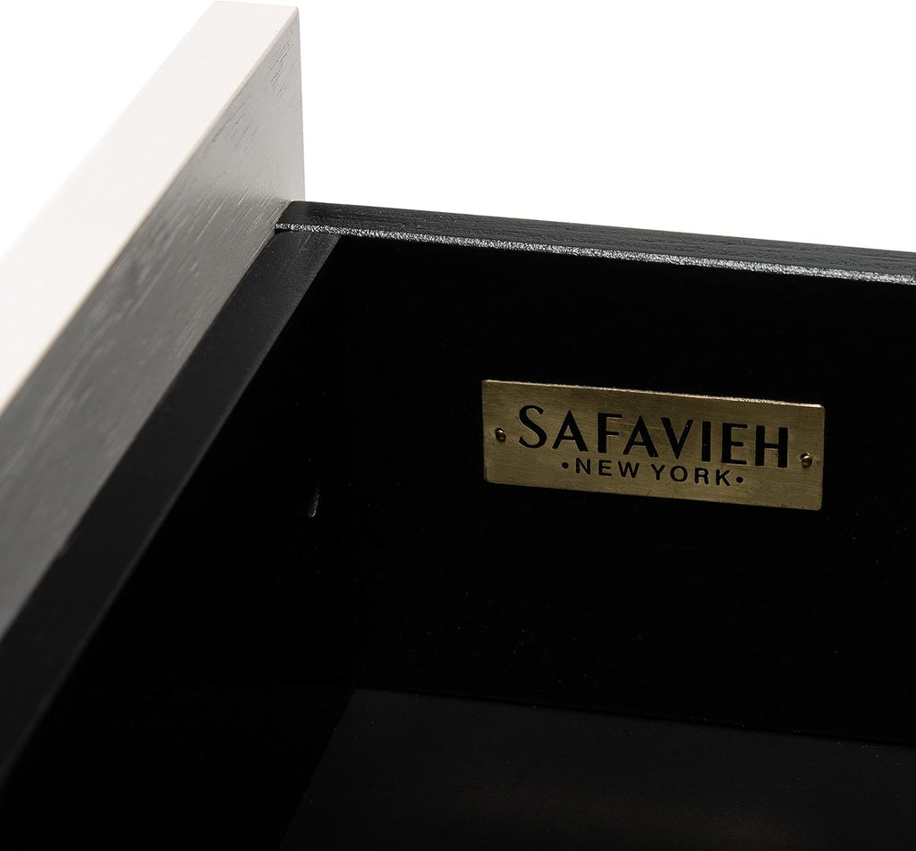 SAFAVIEH Genevieve TV Stand for up to 65' Flatscreen – Black & White Washed Finish, Mid-Century Modern Storage Cabinet, Entertainment Media Console (MED5000B)