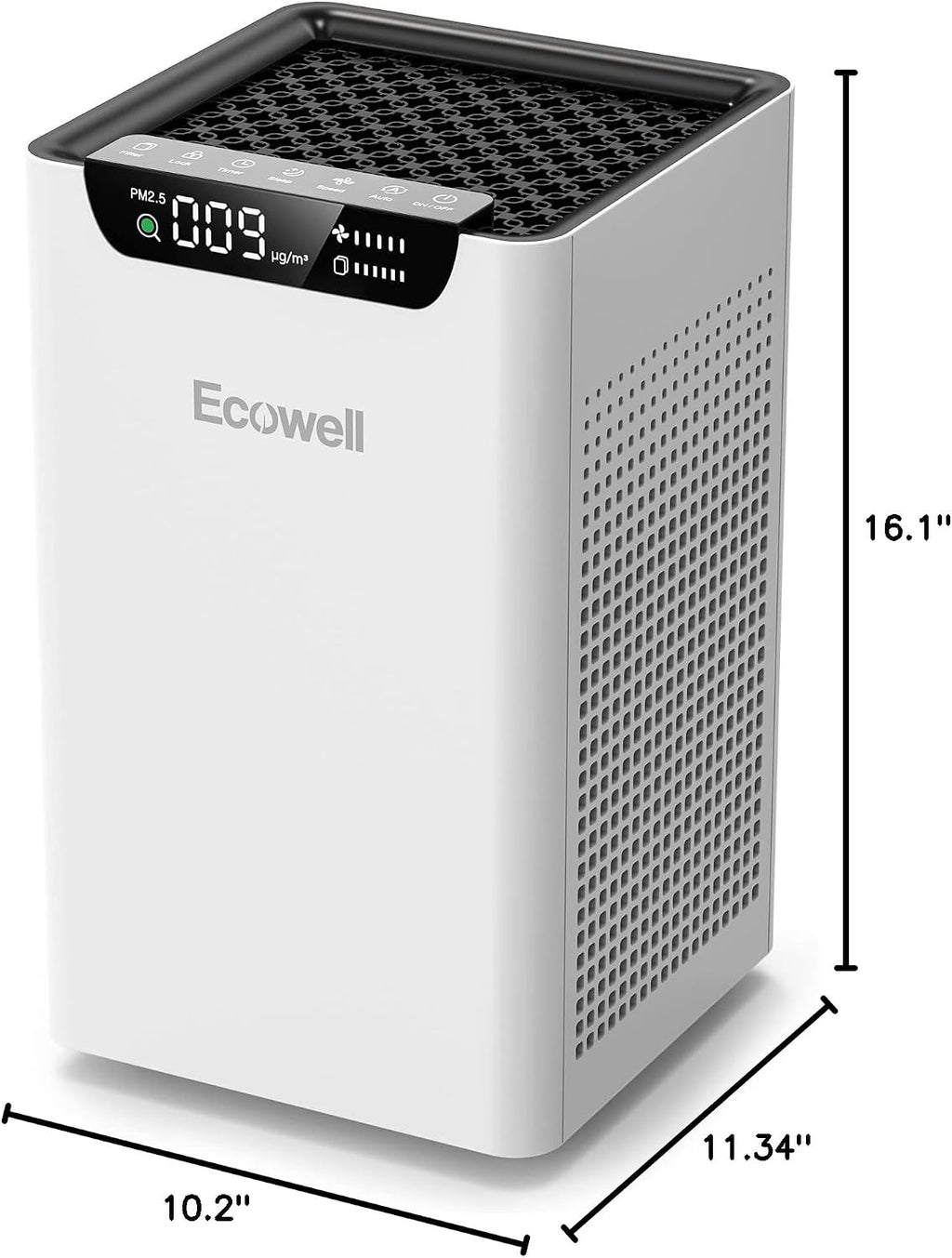 ECOWELL Air Purifiers for Home Large Room Bedroom Fit Up to 1185 Sq Ft Room W/Auto Sensor, Dual Sides Air Intake,True HEPA Filters Capturing 99.97% the Dust Pet Hair Smoke Pollen Odor EAP260, White