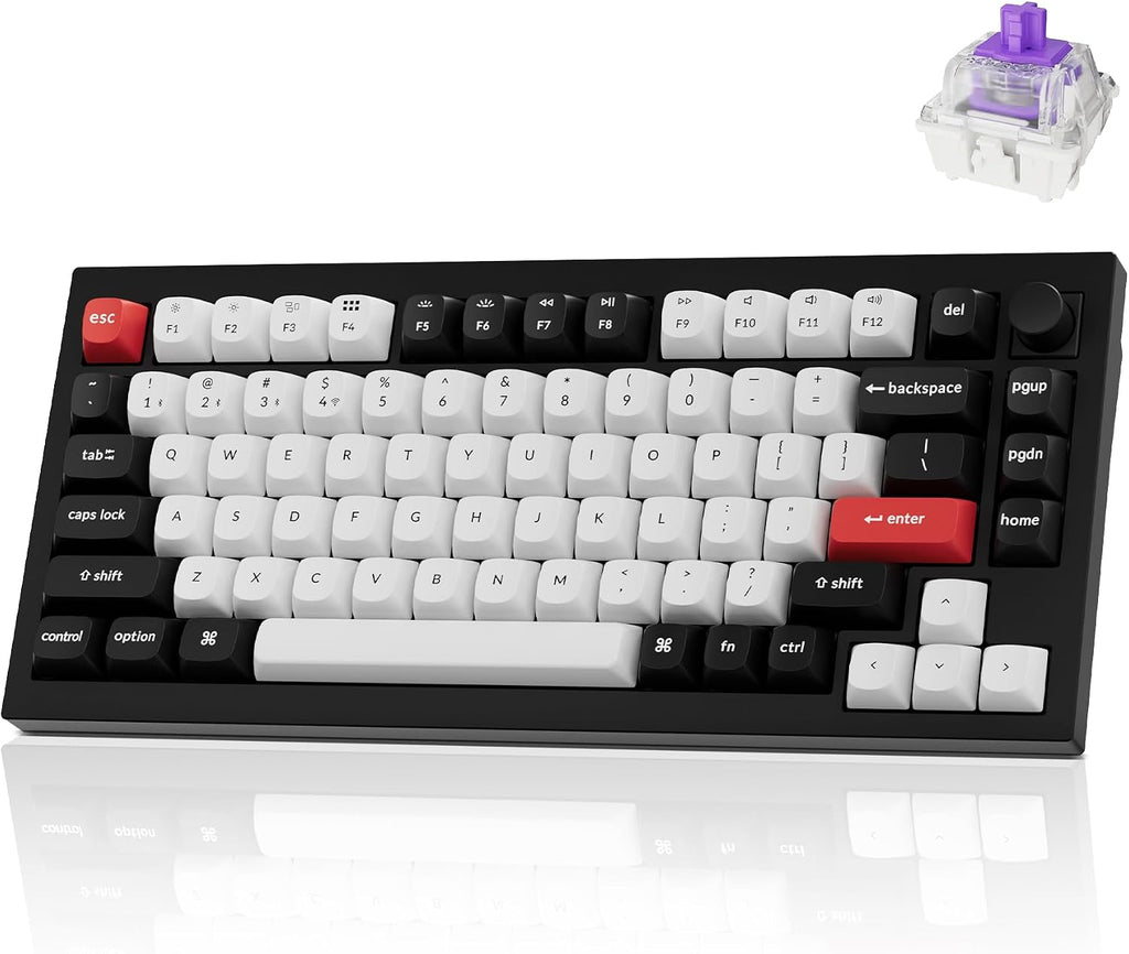 Keychron Q1 HE Wireless Custom Keyboard Rapid Trigger QMK Launcher 2.4 GHz Bluetooth 5.2 with Gateron Double-Rail Magnetic Switch, RGB Compatible with Mac Windows Linux (Hot-swappable)