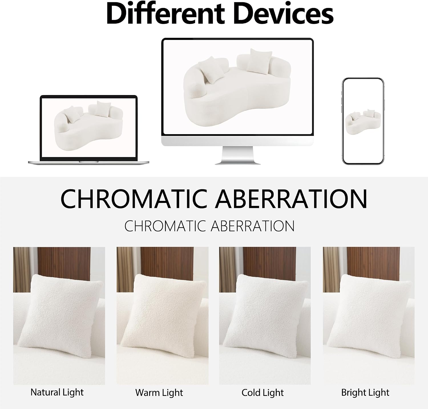 67'Curved Loveseat Sofa for Living Room, Deep Seat Love Seat Couch with 2 Throw Pillows, Modern Loveseat Adopt Teddy Fabric, Suitable Small Spaces The Cloud Loveseat, No Assembly Needed, White