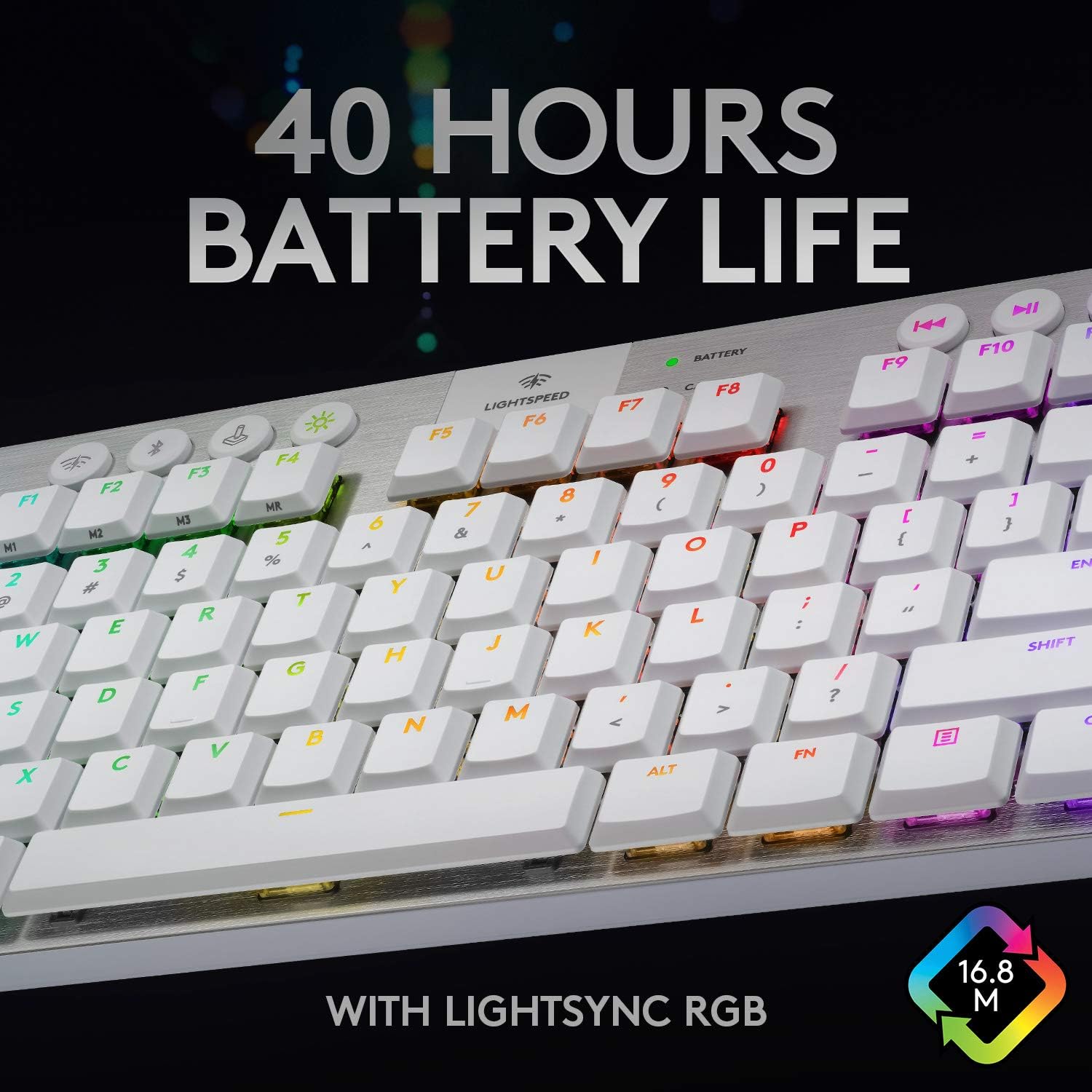 Logitech G815 LIGHTSYNC RGB Mechanical Gaming Keyboard with Low Profile GL Tactile Key Switch, 5 programmable G-Keys,USB Passthrough, Dedicated Media Control, Black and White colorways (Renewed)