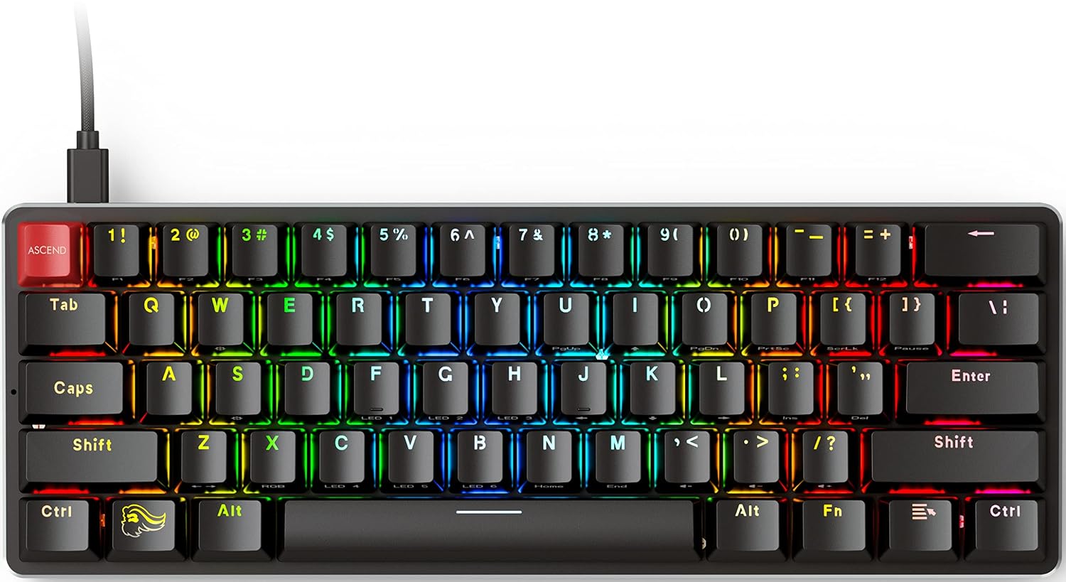 Glorious Custom Gaming Keyboard - GMMK 60% Percent Compact - USB C Wired Mechanical Keyboard - RGB Hot Swappable Switches & Keycaps - Black Metal Top Plate