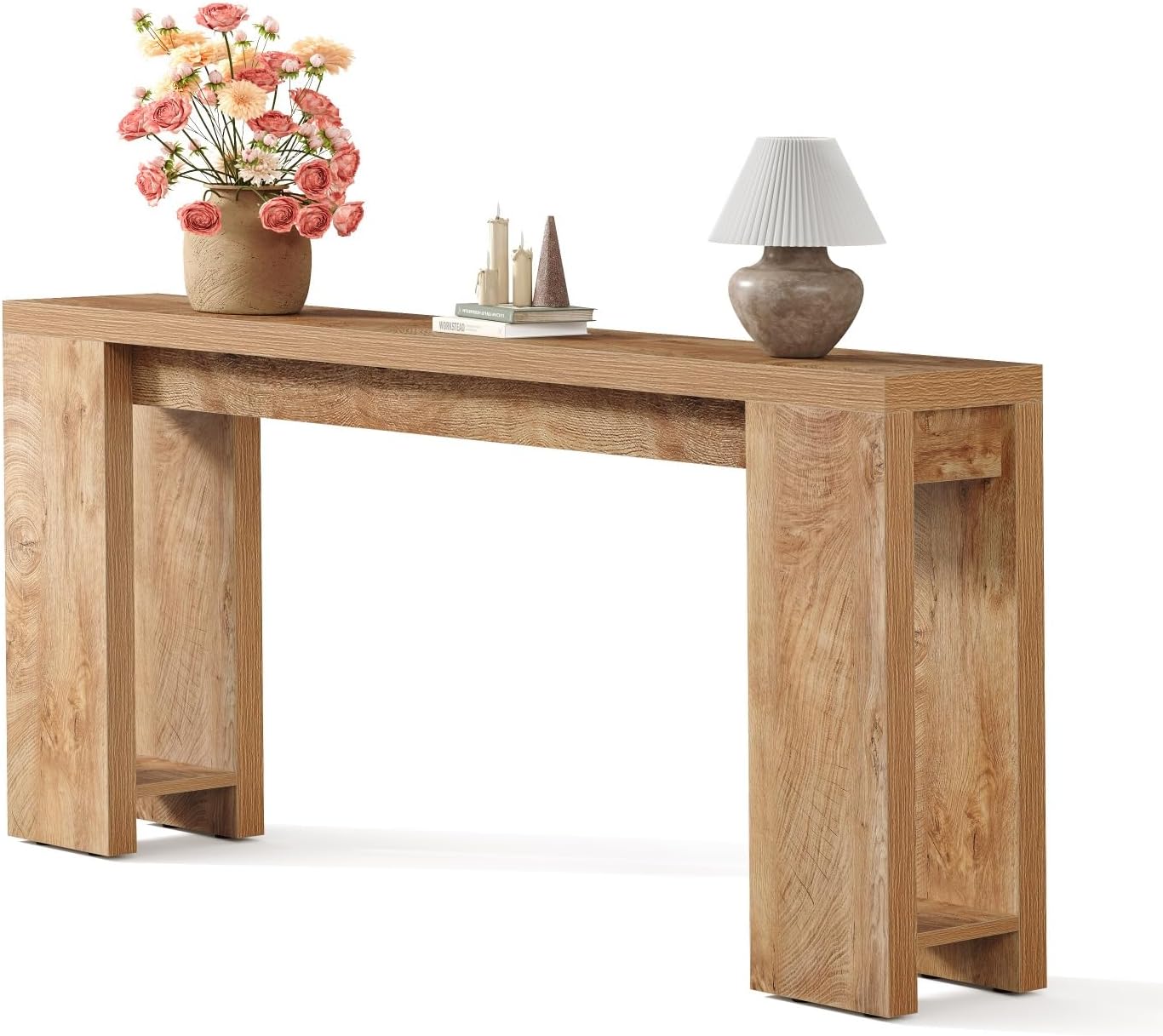 LITTLE TREE 70.9-Inch Long Console Table, Narrow Sofa Table Behind the Couch, Farmhouse Console Table for Living Room, Entryway, Hallway