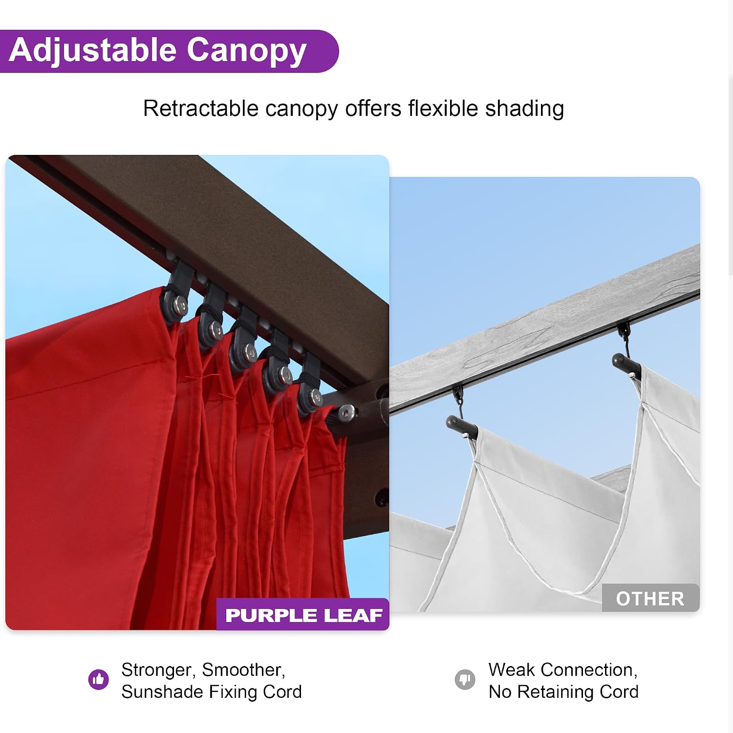 PURPLE LEAF 10' x 12' Retractable Pergola Outdoor Aluminum White Pergola with Sun Shade Canopy Patio Modern Bronze Shelter for Garden Yard Deck Grape, Terra