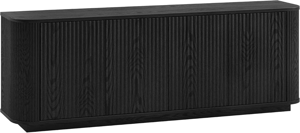 Henn&Hart Fluted TV Stand for TVs up to 75' with 2 Storage Cabinets with an Adjustable Shelf for Living Room, Family Room, or Office, Natural Black