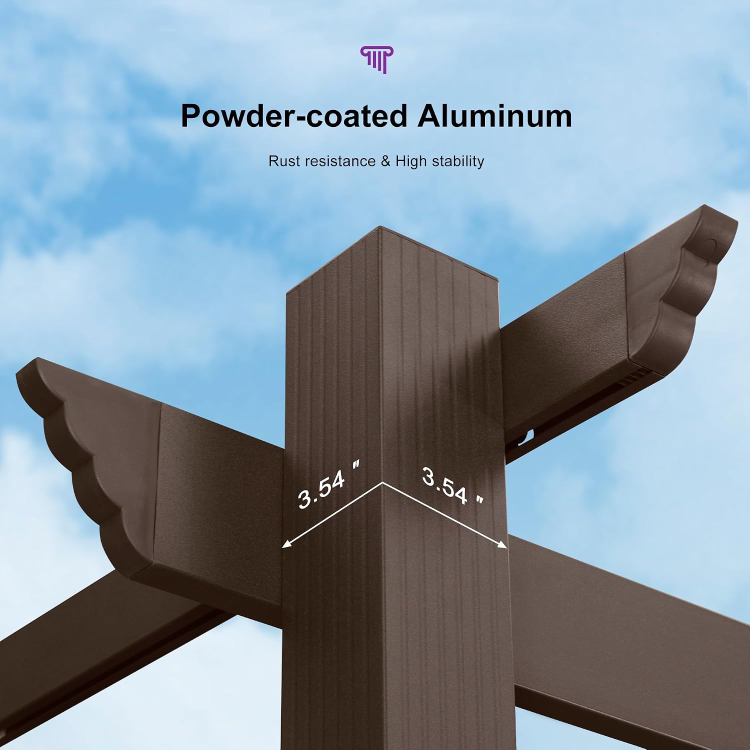 PURPLE LEAF 10' x 12' Retractable Pergola Outdoor Aluminum White Pergola with Sun Shade Canopy Patio Modern Bronze Shelter for Garden Yard Deck Grape, Turquoise Blue