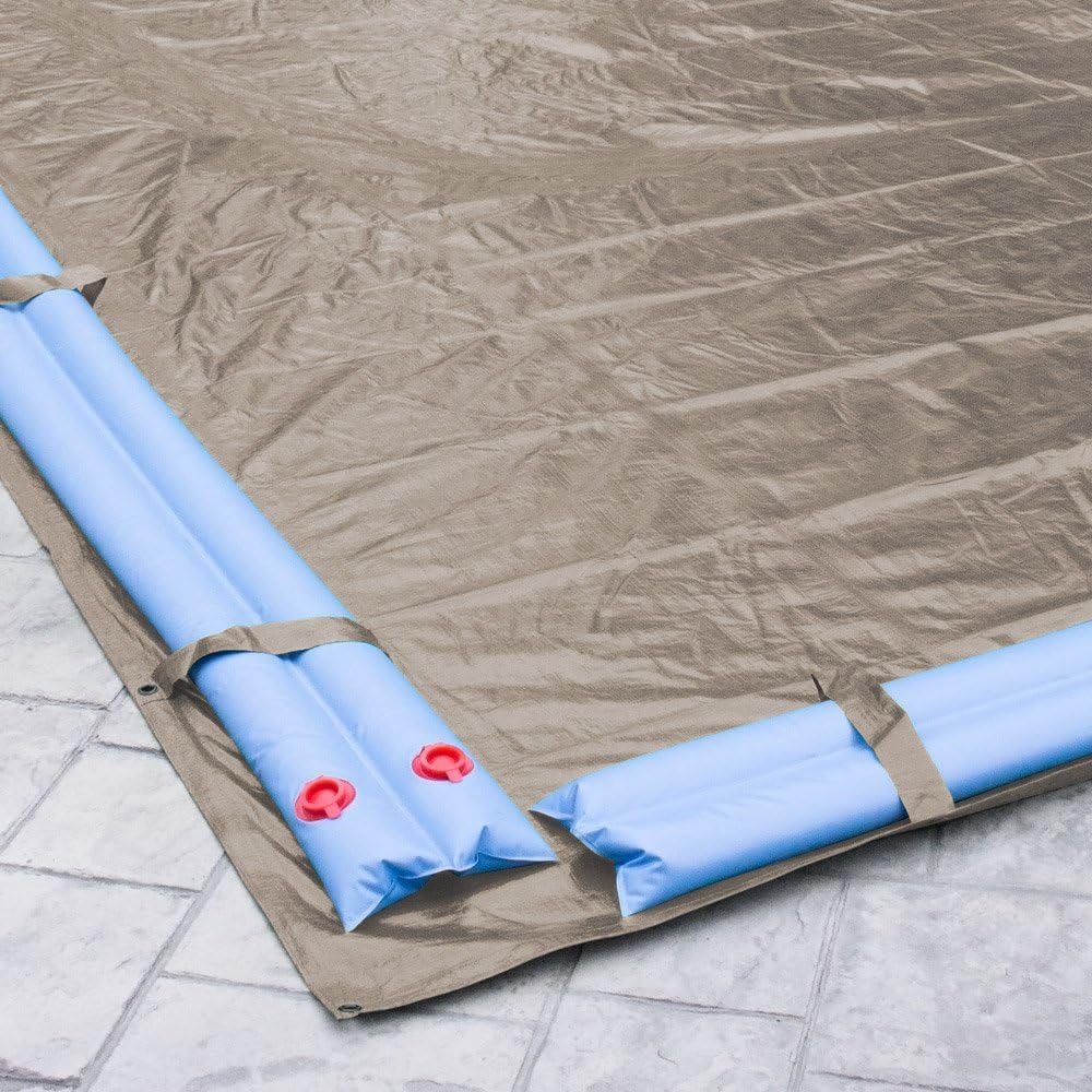 Pool Mate 16 x 24 ft Extra Strength Sandstone Winter Pool Cover for Inground Pools, 5 ft Overlap (21 x 29 ft Cover Size), Solid 12 x 12 Scrim, 3.7 oz/yd2, 15-Year Warranty, Style: 571624R