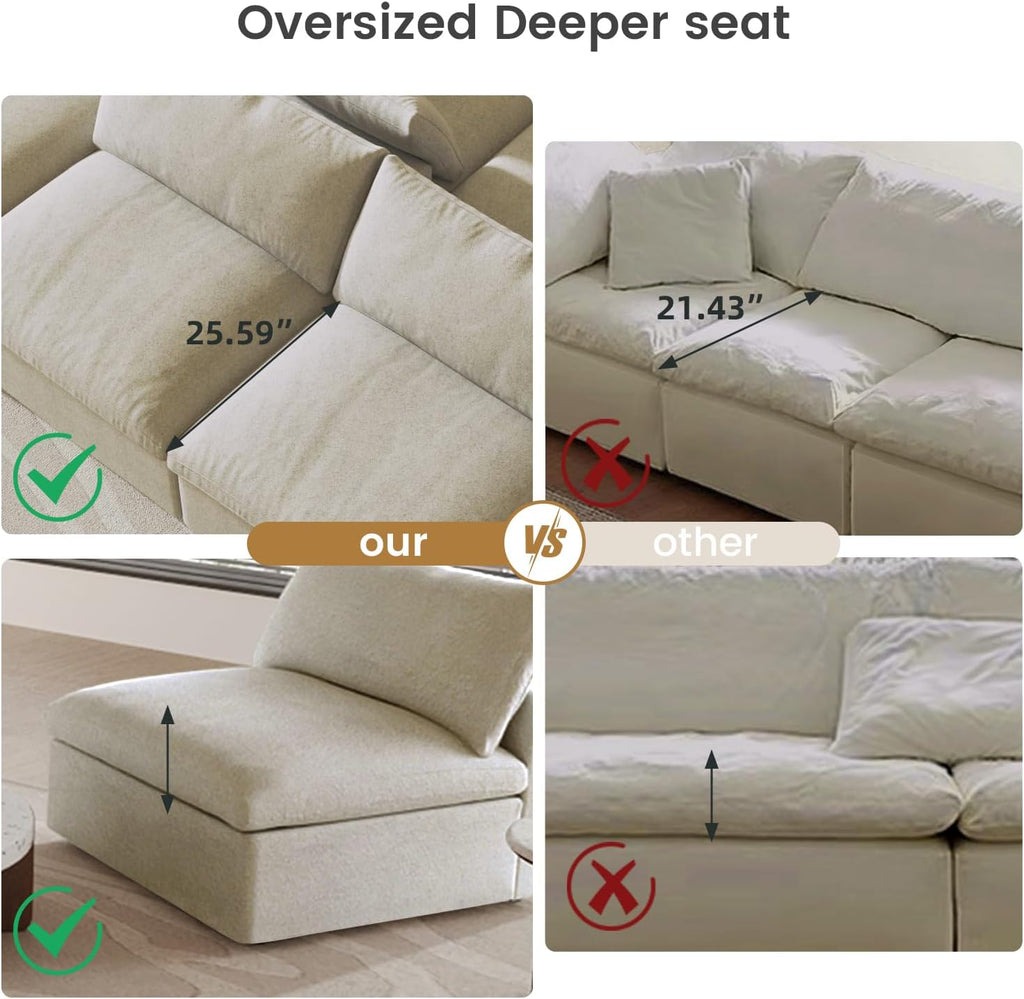 Cloud Modular Sectional Sofa Couch,80.3' L Shaped Convertible Couches with Storage Ottoman for Living Room,Minimalist Deep Sofa Couches,Sofa Covers Washable&Replaceable
