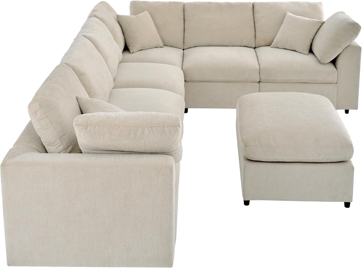LUMISOL 124.8' Sectional Sofa with Ottoman for Living Room, Oversized L Shaped Couch, Modular Combination Corner Sofa for Spacious Space Office Apartment, Beige