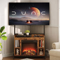 RALGEND Fireplace TV Stand with Mount for 55/60/65/75 inch TVs, Corner Entertainment Center with Power Outlet and 18' Electric Fireplace, Height Adjustable TV Console for Living Room, Rustic and Black