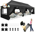 HOTEEL 10x30 Pop Up Canopy with 8 Sidewalls, UV 50+ and Waterproof 10×30 Party Tent, Thickened Frame, Large Space Easy Pop Up Canopy, Outdoor Canopy for Weddings, Beaches, Parties, Patio (Black)