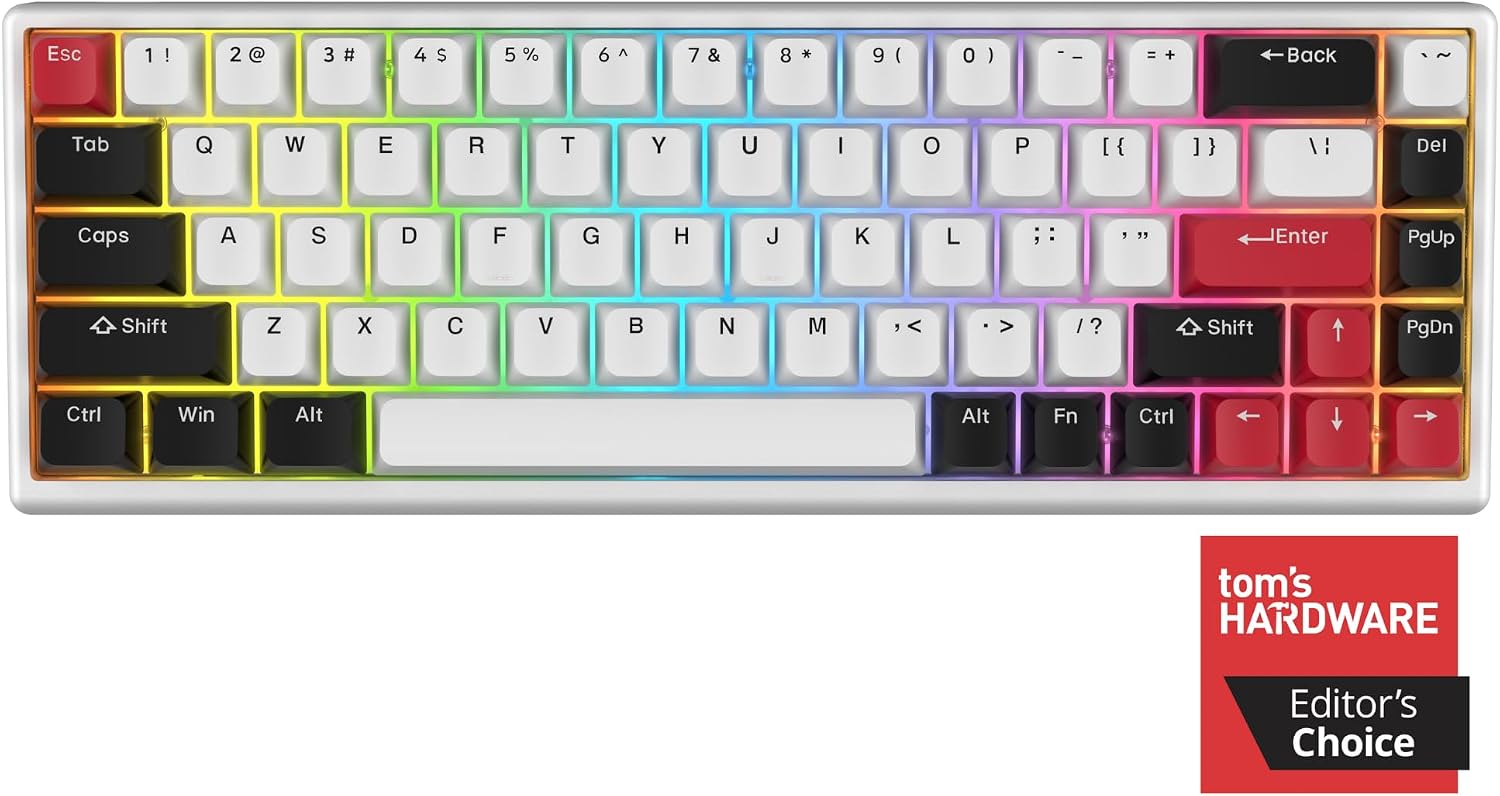 ARBITER Polar 65 - CNC Magnetic Gaming Keyboard w Rapid Trigger, Hall Effect Switches, CNC Aluminum Frame, Rapid Trigger, 65% Compact, Bright RGB, Dual-Shot PBT Keycaps - Ronin Red - Gin