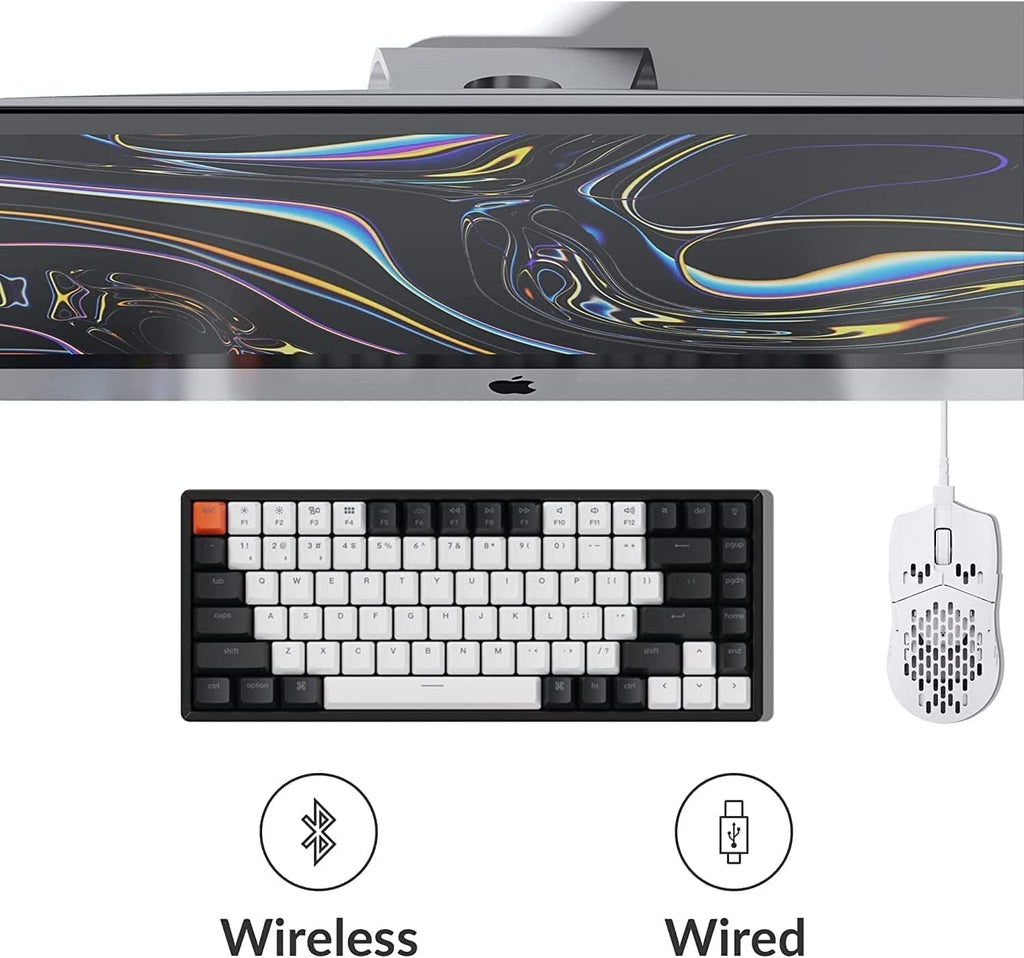 Keychron K2 75% Layout 84 Keys Hot-swappable Bluetooth Wireless/USB Wired Mechanical Keyboard with Super Banana Switch/Double-Shot Keycaps/RGB Backlight/Aluminum Frame for Mac Windows Version 2