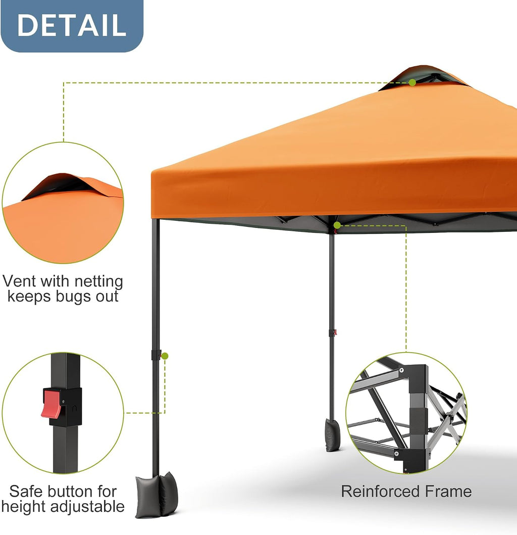 10x10 Pop Up Tent, Pop Up Canopy with Sidewall, UPF 50+, Easy to Set Up Outdoor Canopy, Adjustable Portable Gazebo for Parties, Camping, Gazebo with Wheel Cover Bag, 4 Sand Bags, 4 Ropes and 8 Spikes