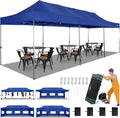 COBIZI 10x30 Heavy Duty Pop up Canopy with 8 sidewalls Party Tent for Parties Weddings Events UPF 50+ Waterproof Commercial Gazebo with Roller Bag, Dark Blue(Frame Thickened)