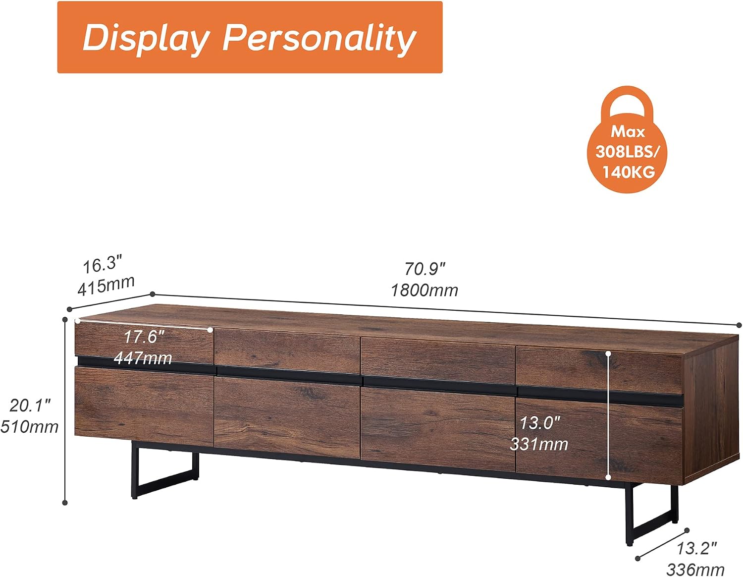 WAMPAT Modern TV Stand for up to 75 inch TV, Wood Entertainment Center TV Console Table with Storage Cabinets Media Console for Living Room, Brown