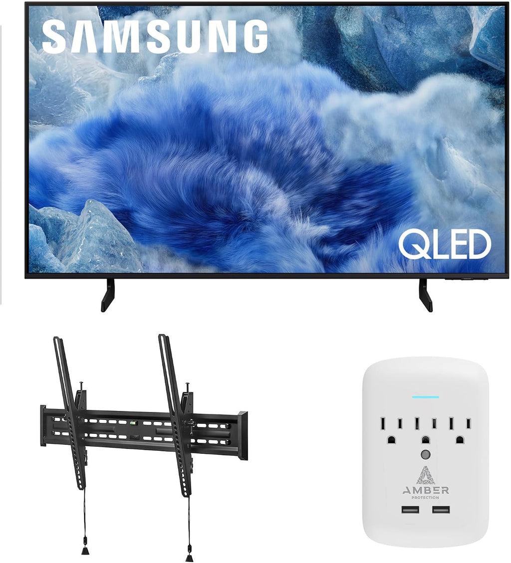 Samsung QN50Q8FAAFXZA 50 Inch Class QLED Q8F 4K Vision AI Smart TV with a Walts TILT-MOUNT-43-90 Large/XL Tilt Mount for 43'-98' TVs and Amber Protection 3-Outlet-Surge Surge Protector (2025)