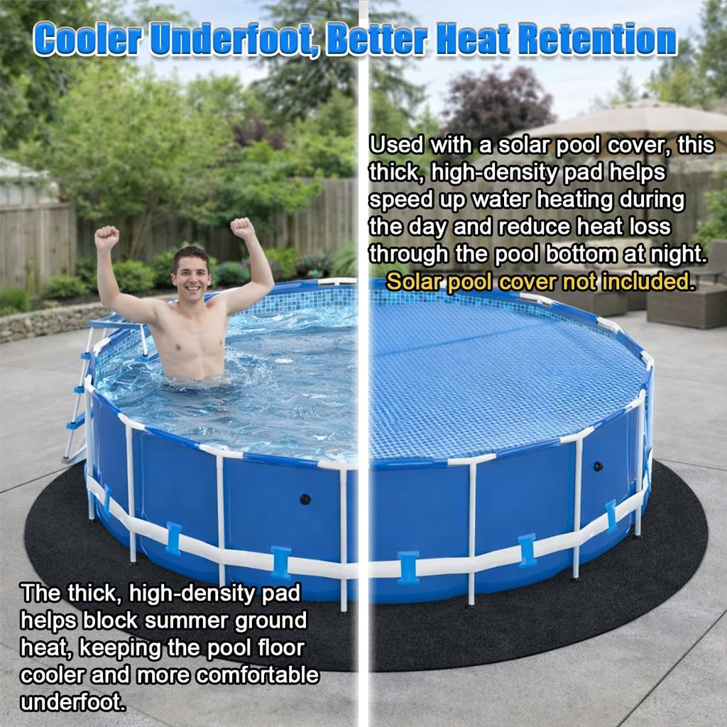 Pool Liner Pad for Above Ground Pools, 21 FT Round Extra-Thick Pool Mat, Seamless Comfort Underfoot, Puncture-Resistant Industrial-Grade Black Synthetic Fiber Pad