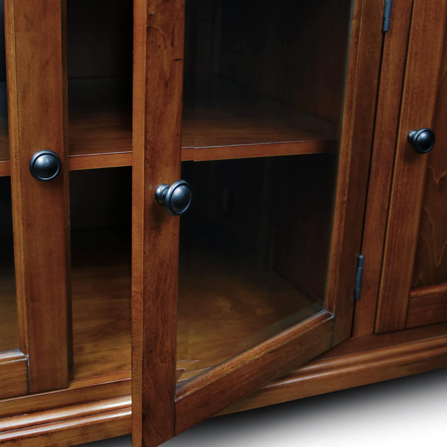 Leick Home 87360 TV Stand with Enclosed Storage For 65' TV's, Westwood Brown Cherry