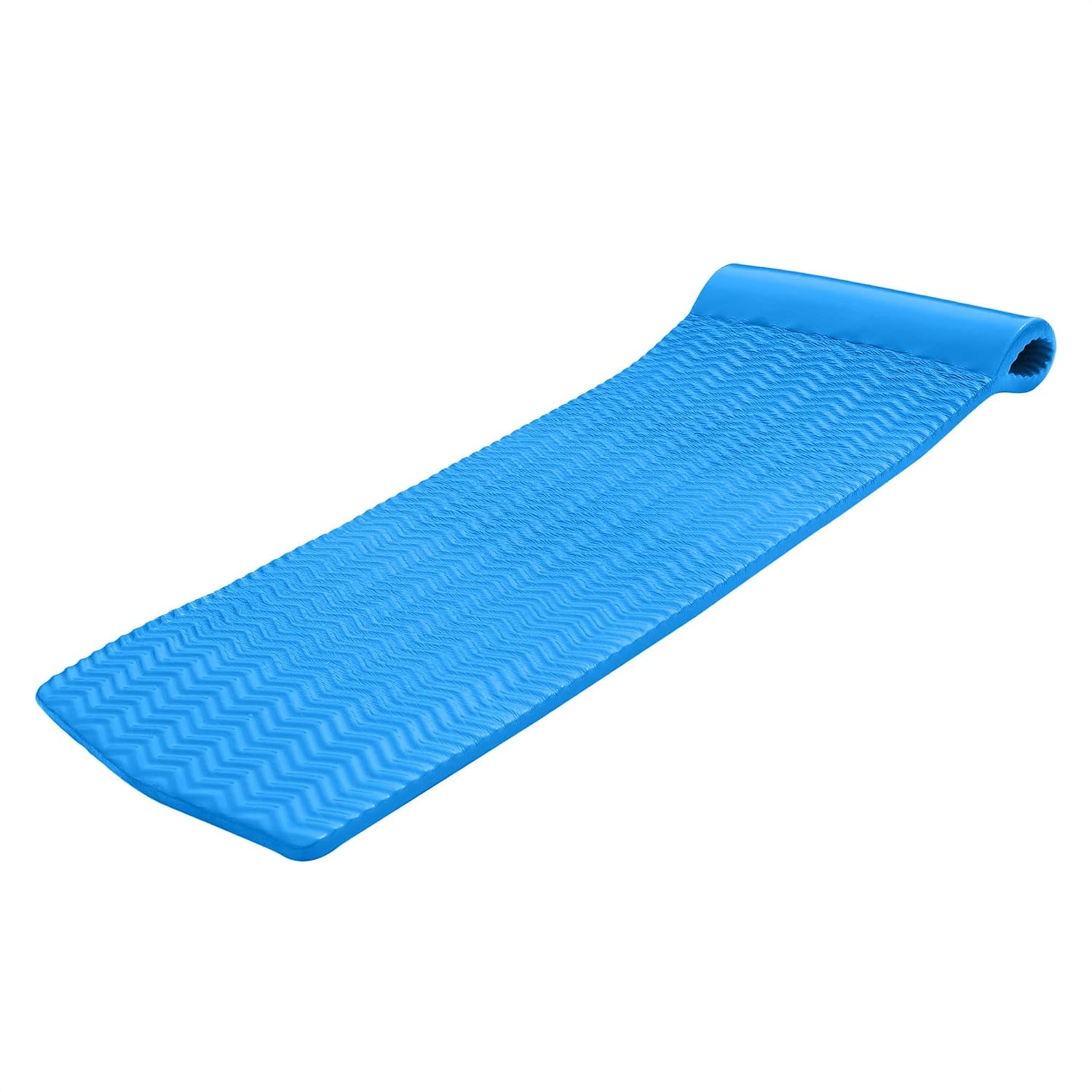 TRC Recreation Serenity 1.5' Thick Vinyl Coated Foam Swimming Pool Float Mat Adult Lounger with Built-in Roll Pillow