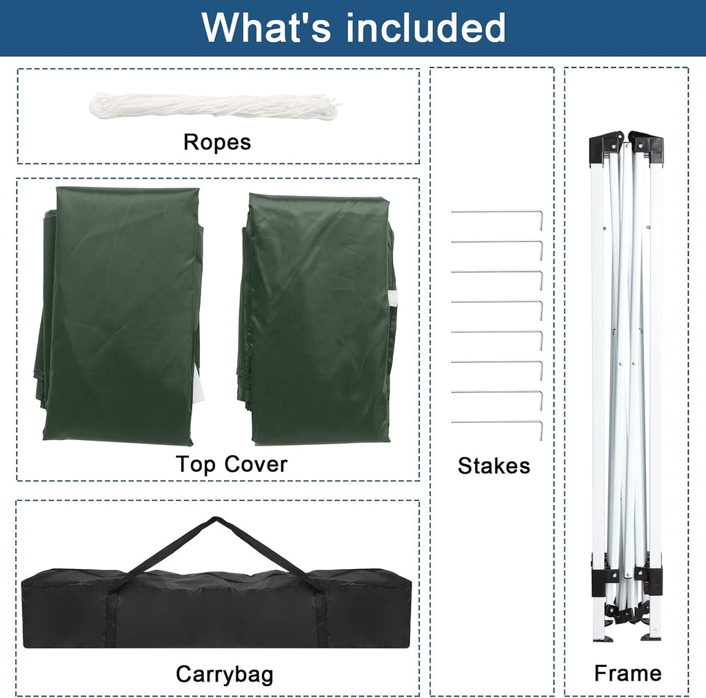 6.5x6.5 Pop Up Canopy with Sidewalls,3 Height Adjustable Gazebo Tent with Carrying Bag, 8 Stakes & 4 Ropes, Easy Up Canopy for Events,Party, Wedding (6.5x6.5FT Green with 4Sidewalls)