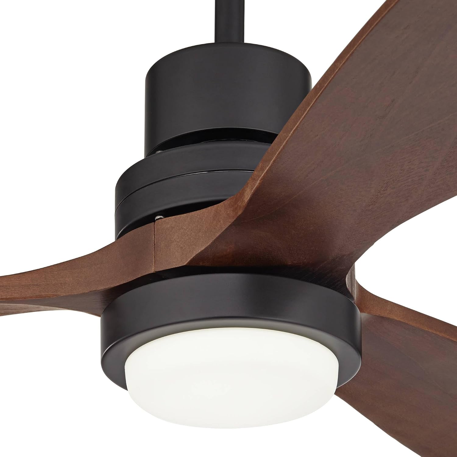 Casa Vieja 52' Delta-Wing DC Modern Industrial Outdoor Ceiling Fan with LED Light Remote Control Matte Black Dark Walnut Damp Rated for Cottage Core Patio Exterior House Home Porch Garage Barn