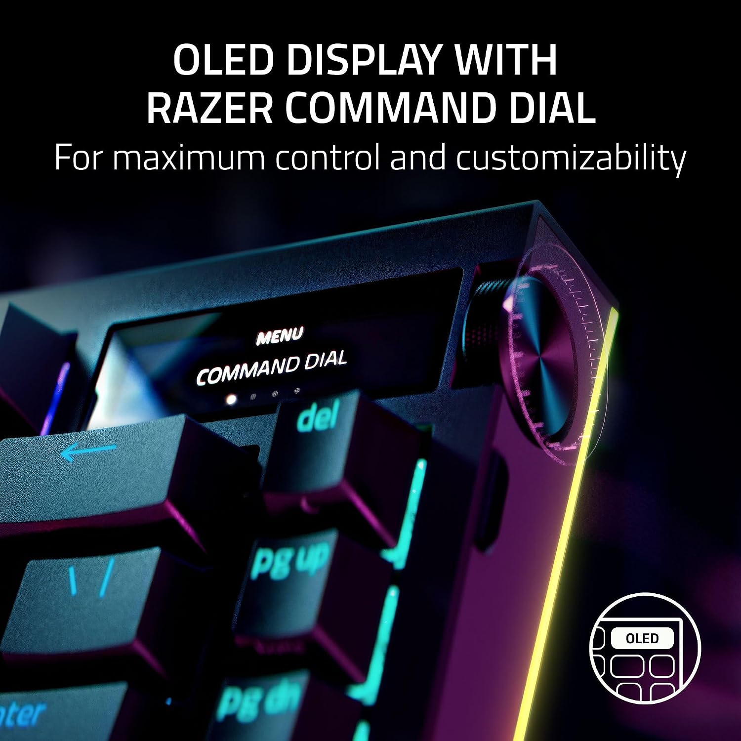 Razer BlackWidow V4 Pro 75% Wireless Gaming Keyboard: OLED Display - True 4K Hz Wireless - Bluetooth - Hot Swappable - Orange Tactile Switches - Command Dial - Snap Tap - Chroma RGB - Wrist Rest