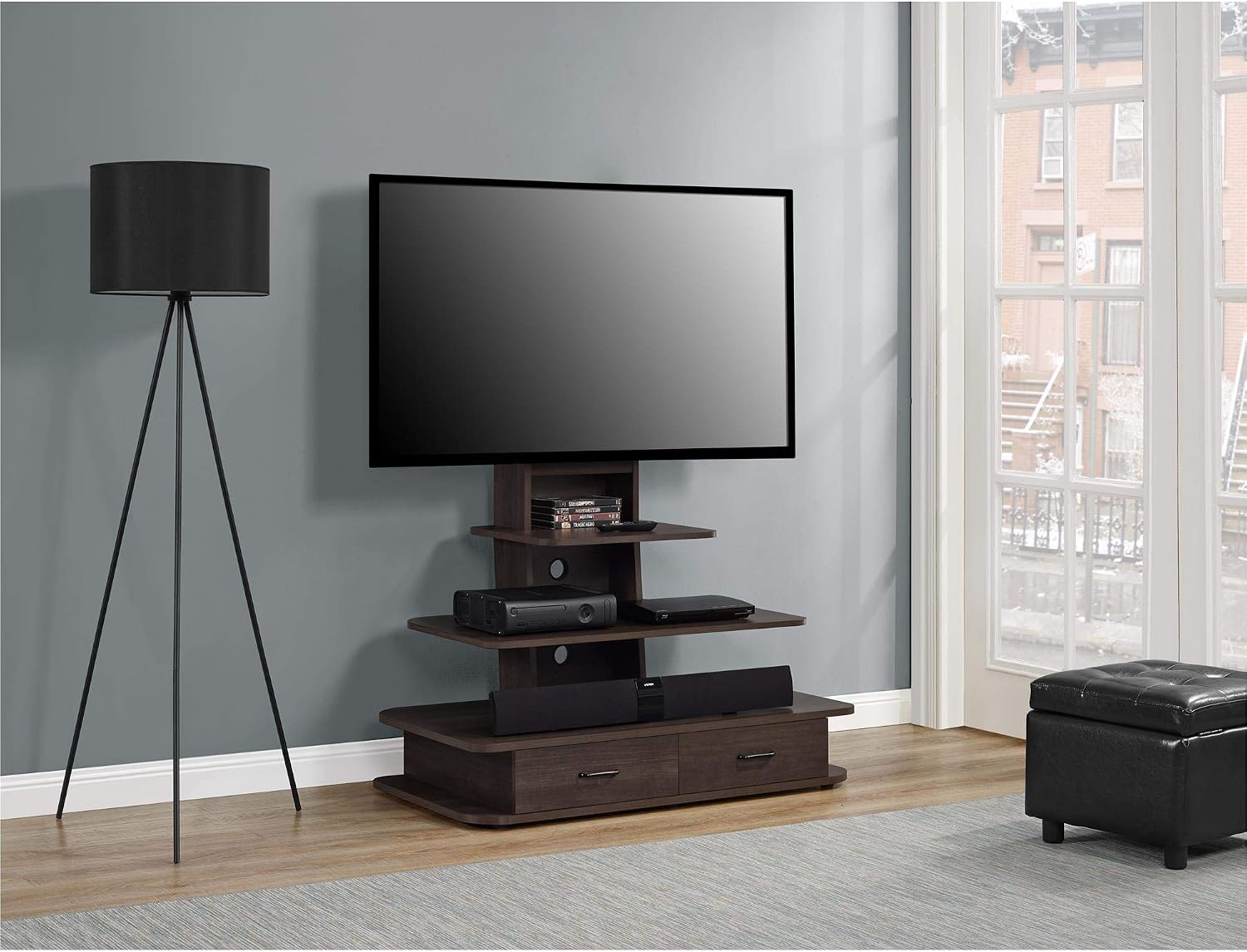 Ameriwood Home Galaxy TV Stand with Mount and Drawers for TVs up to 70', Espresso