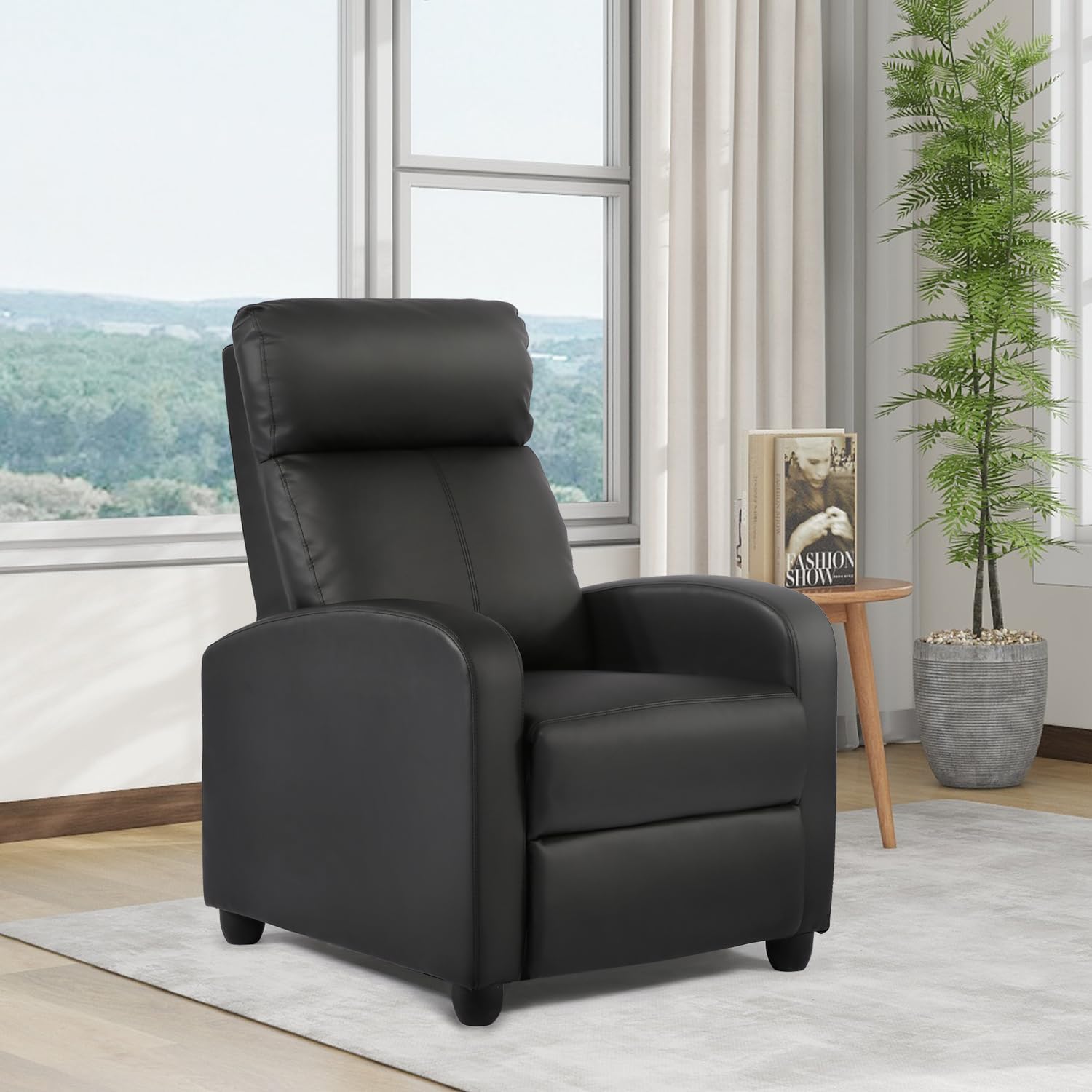 FDW Recliner Chair Push Back Sofa Home Theater Seating with Lumbar Support and Leather Padded Seat Backrest for Living Room