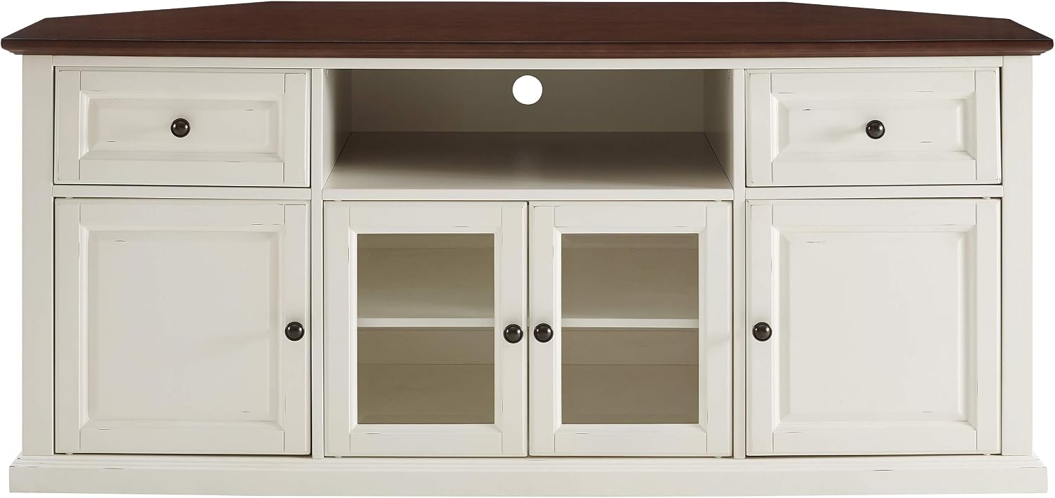 Crosley Furniture Shelby TV Stand for 65+ inch TVs, Entertainment Center with Adjustable Storage Shelves, White