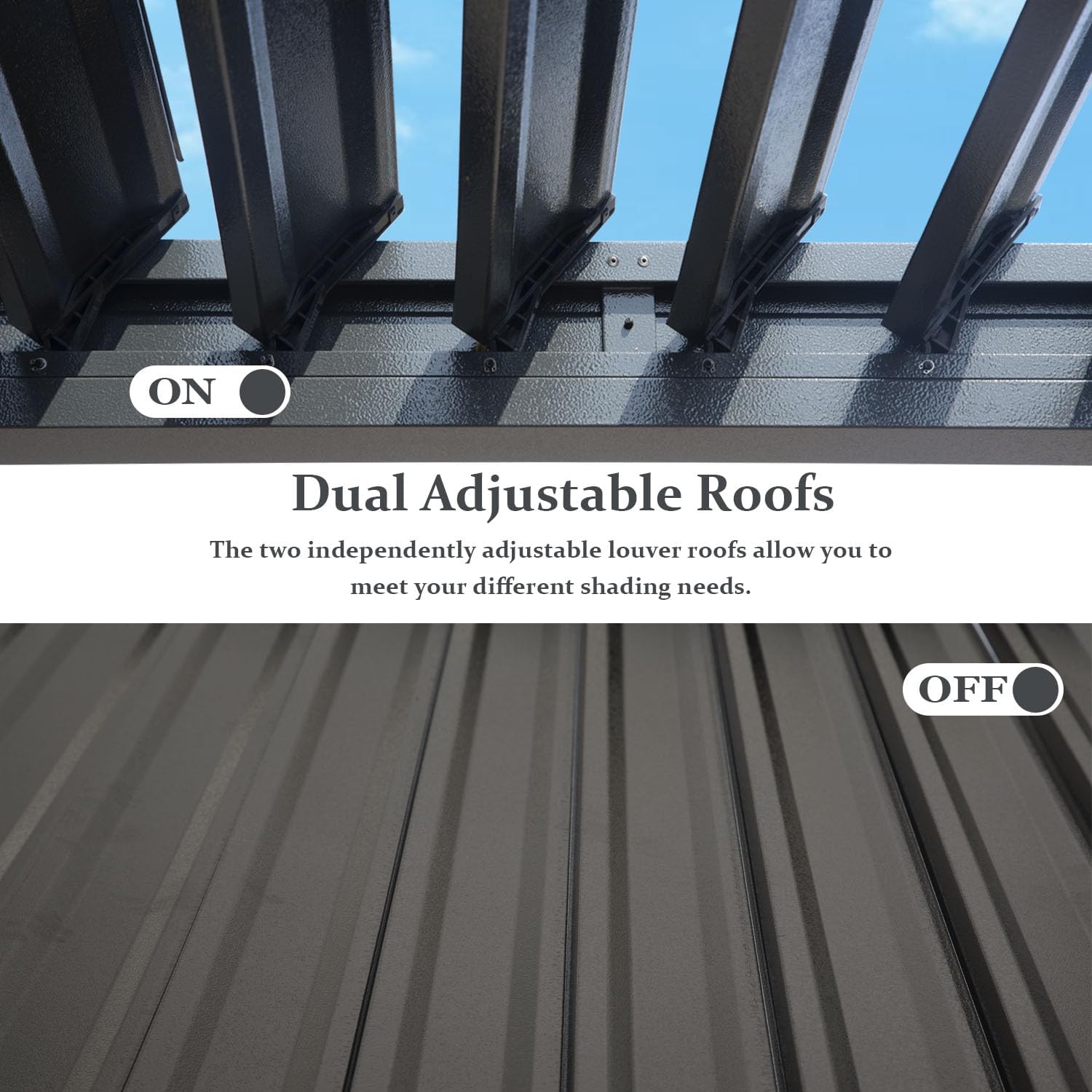 Domi Louvered Pergola 10×16 FT, Outdoor Aluminum Pergola with Adjustable Rainproof Roof and Drainage System, Metal Pergola Gazebo for Patio, Deck, Backyard, Grey