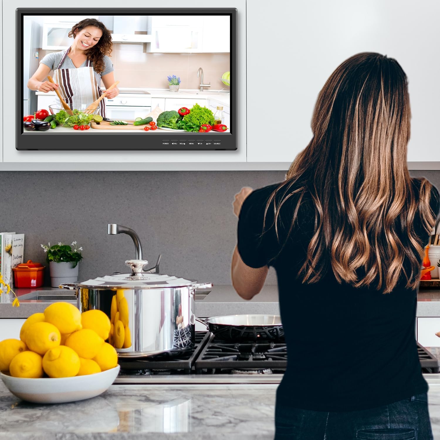 Feihe 19 Inch HD LED Flat Screen TV 1080p IPS Display w/Digital Dual Tuners ATSC/HDMI/VGA/AV/USB, 12 Volt RV TV Built in Dual Speakers Suitable for Kitchen/RV/Caravan and Boat(Not Smart TV)