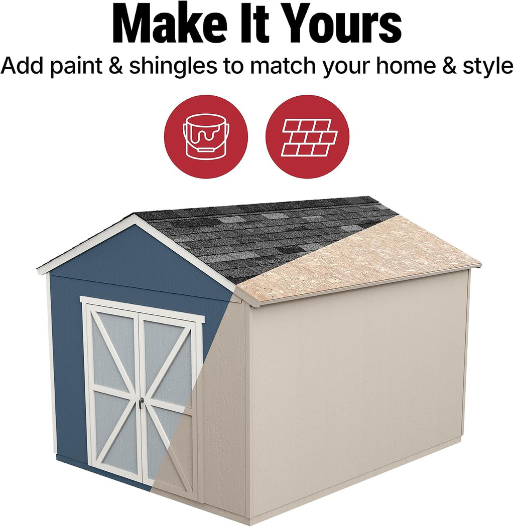 Handy Home Products Rookwood 10x12 Do-It-Yourself Wooden Storage Shed- Does not Include Floor kit, Paint, or Roofing Shingles