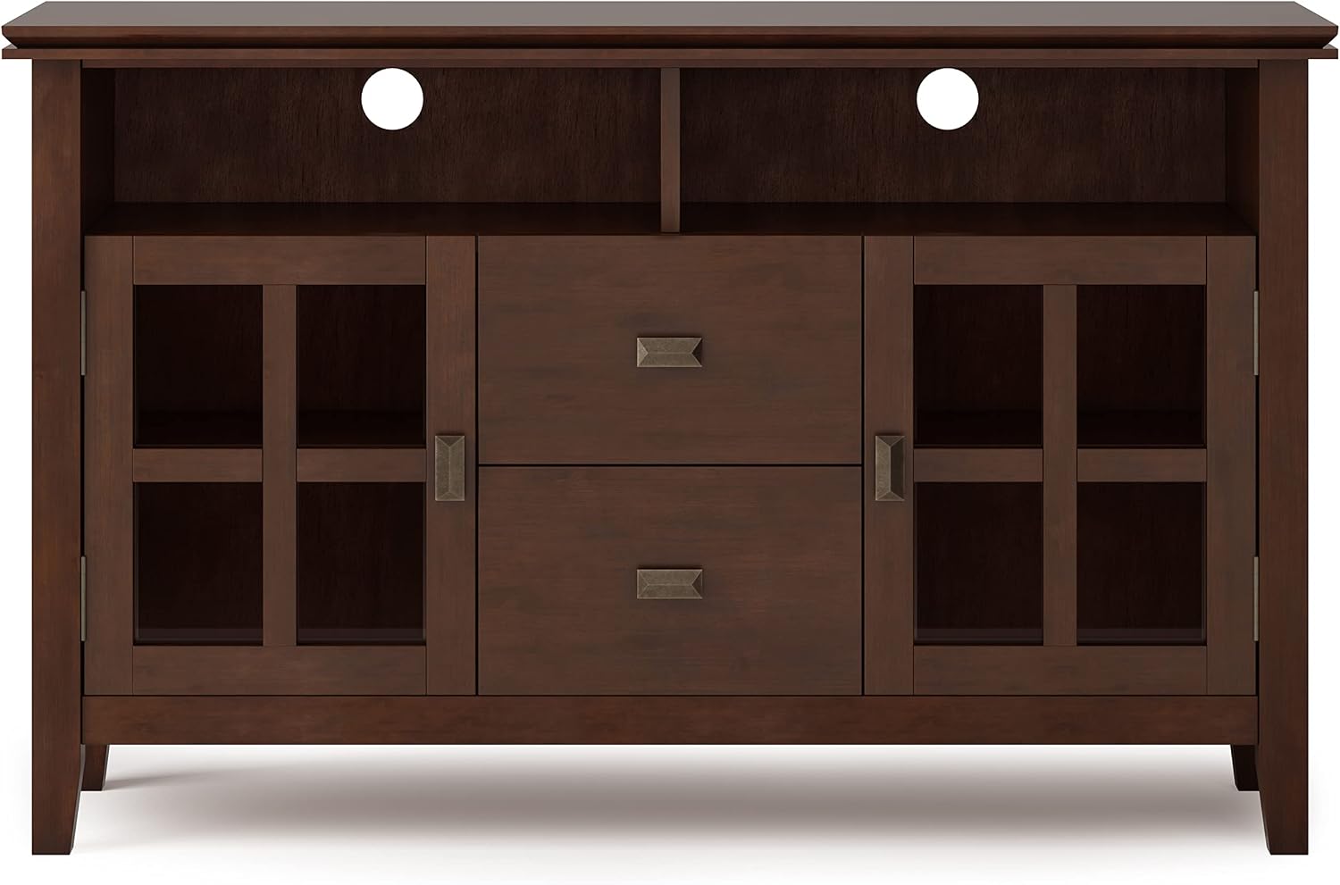 SIMPLIHOME Artisan TV Stand - 48 inch Wide Solid Wood Media Console in Russet Brown, Contemporary Entertainment Center for Living Room for TVs up to 55 Inches with Drawers and Cable Management