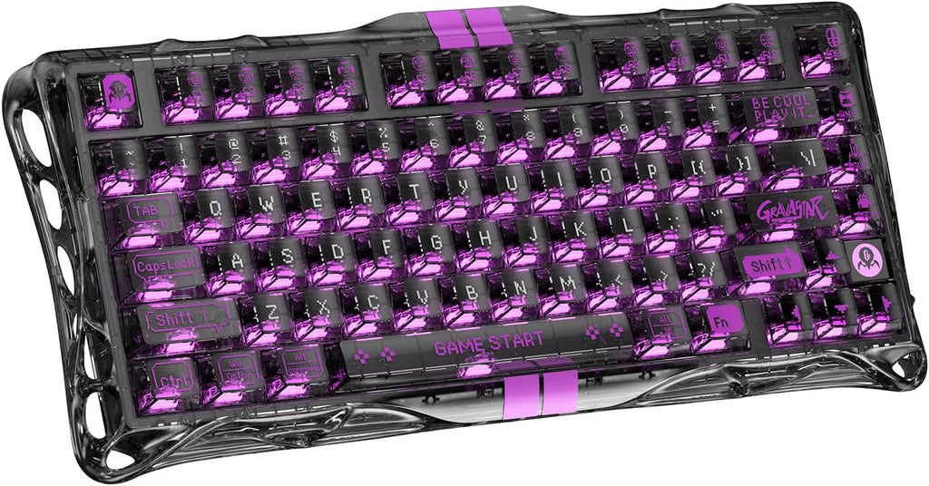 GravaStar Mercury V75 Gaming Keyboard – Hall‑Effect Magnetic‑Switch Keyboard, 8000 Hz Polling, 0.005RT, Wired USB-C, Adjustable Actuation, Semi‑Aluminum Chassis (Transparent Black, V75 lite)