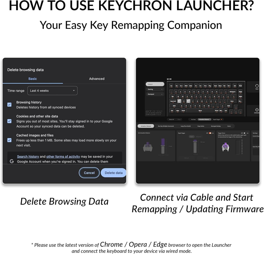 Keychron Q1 HE Wireless Custom Keyboard Rapid Trigger QMK Launcher 2.4 GHz Bluetooth 5.2 with Gateron Double-Rail Magnetic Switch, RGB Compatible with Mac Windows Linux (Hot-swappable)