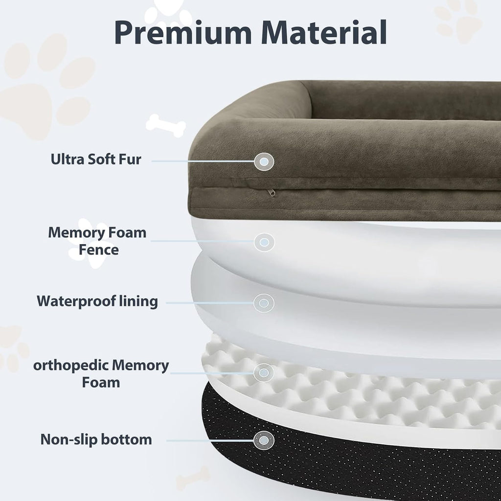 WNPETHOME Human Dog Bed for Adult, Washable Dog Couch with Removable Waterproof Cover, Orthopedic Large Pet Sofa Bed with Bolster Sides for Sleeping