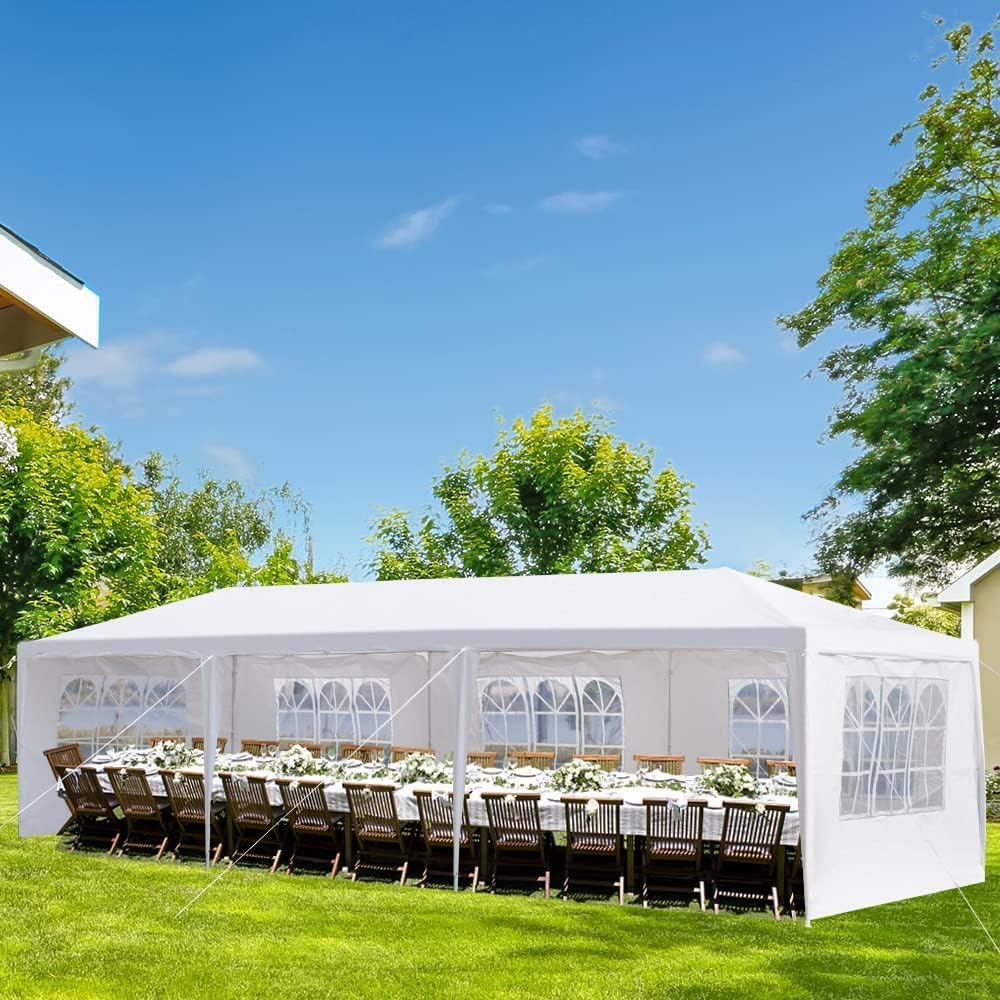 Outdoor Gazebo Canopy Wedding Party Tent Camping Shelter Commercial Instant Shelter Waterproof Tent with Removable Side Walls (10'x30' Five Sides)