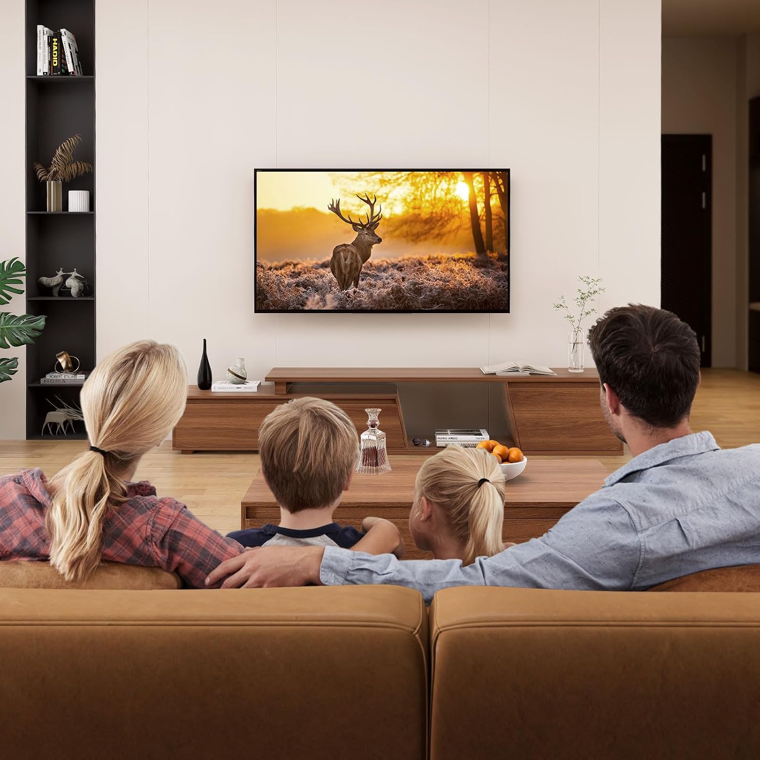 homary TV Stand for Living Room, Walnut Extendable Media Console, Minimalist Media Entertainment Center with 3 Drawers, Adjustable TV Stand for Up to 110 Inch TVs