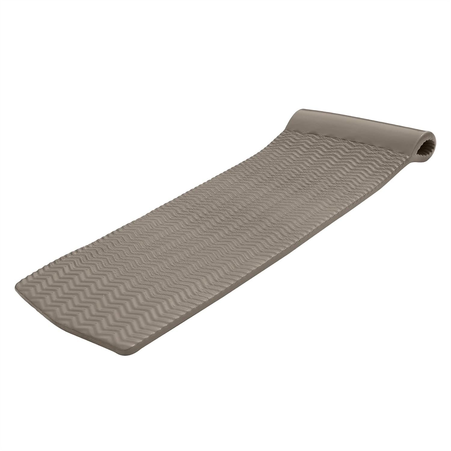 TRC Recreation Serenity 1.5' Thick Vinyl Coated Foam Swimming Pool Float Mat Adult Lounger with Built-in Roll Pillow