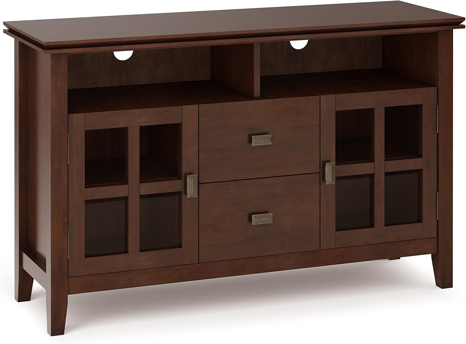 SIMPLIHOME Artisan TV Stand - 48 inch Wide Solid Wood Media Console in Russet Brown, Contemporary Entertainment Center for Living Room for TVs up to 55 Inches with Drawers and Cable Management