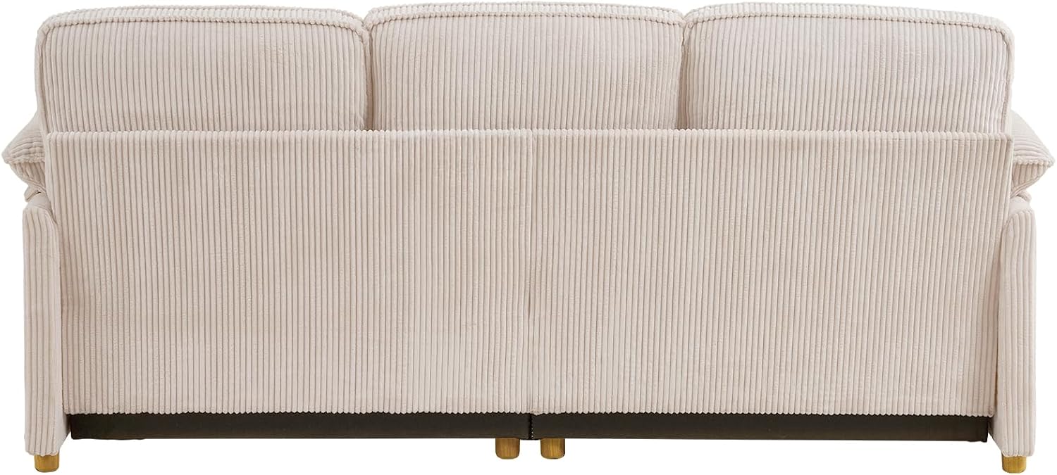 ONBRILL 86.6' Corduroy Couches for Living Room, Comfy 3 Seater Sofa with Pillow-Top Armrest & Dual-Layer Cushions, Mid Century Modern Couch for Bedroom, Apartment, Beige